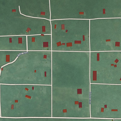 Close-up of the map of Hendrix, Oklahoma print showing street and building detail
