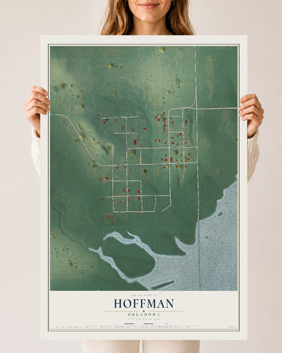 Map of Hoffman, Oklahoma, 24 x 36 inch unframed archival matte print