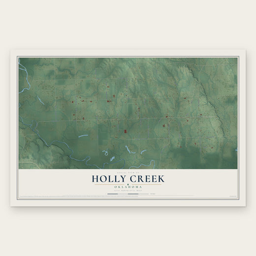 Holly Creek, Oklahoma map print, the full design