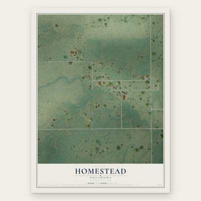 Homestead, Oklahoma map print, the full design