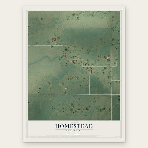 Homestead, Oklahoma map print, the full design