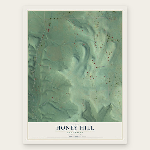 Honey Hill, Oklahoma map print, the full design