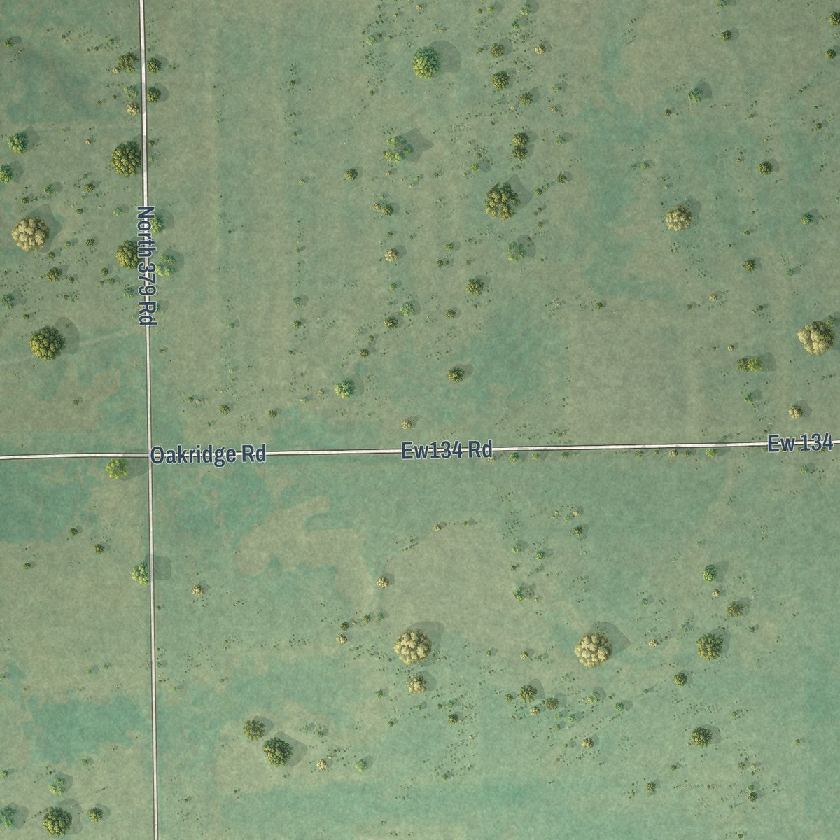 Second close-up of the map of Horntown, Oklahoma print showing more streets and buildings