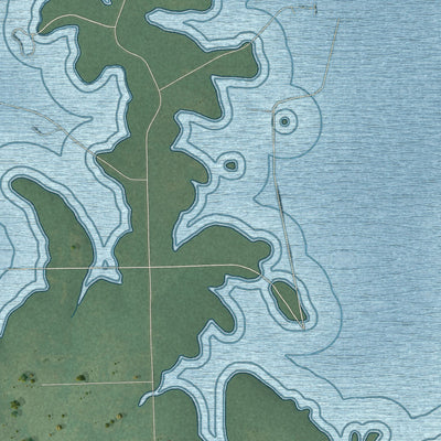 Second close-up of the map of Hugo, Oklahoma print showing more streets and buildings