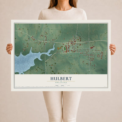 Map of Hulbert, Oklahoma, 24 x 36 inch unframed archival matte print