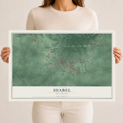 Map of Idabel, Oklahoma, 12 x 18 inch unframed archival matte print