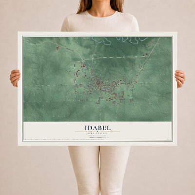 Map of Idabel, Oklahoma, 24 x 36 inch unframed archival matte print