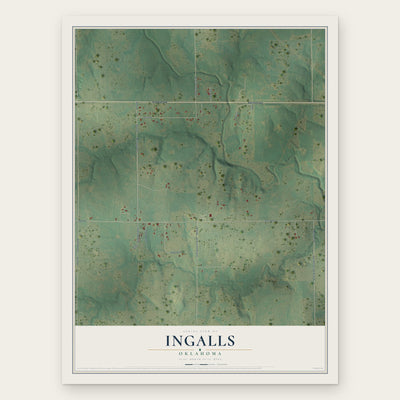 Ingalls, Oklahoma map print, the full design