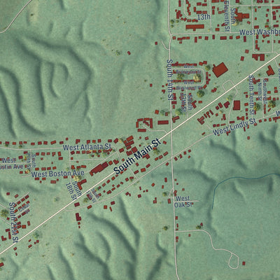 Second close-up of the map of Jay, Oklahoma print showing more streets and buildings