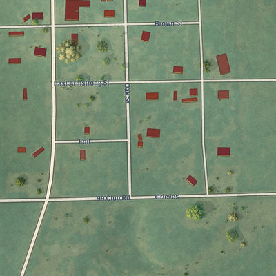 Second close-up of the map of Jennings, Oklahoma print showing more streets and buildings