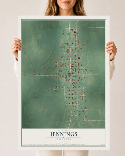 Map of Jennings, Oklahoma, 24 x 36 inch unframed archival matte print