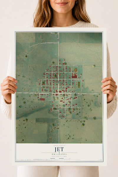 Map of Jet, Oklahoma, 18 x 24 inch unframed archival matte print