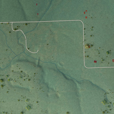 Close-up of the map of Johnson Prairie, Oklahoma print showing street and building detail