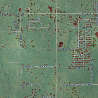 Close-up of the map of Jones, Oklahoma print showing street and building detail