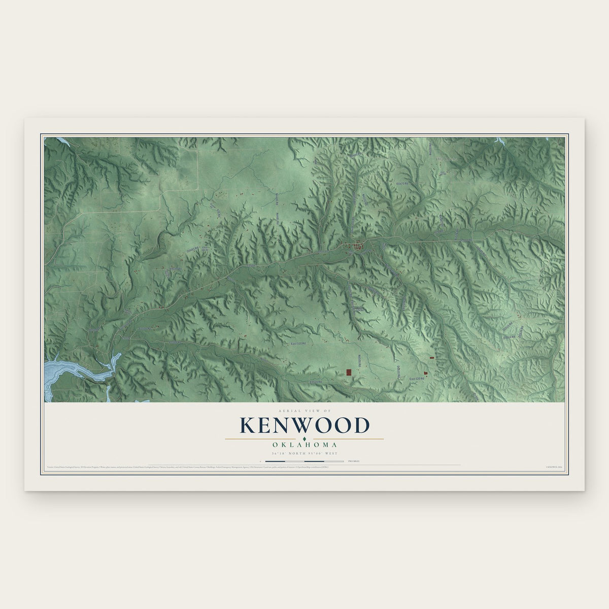 Kenwood, Oklahoma map print, the full design