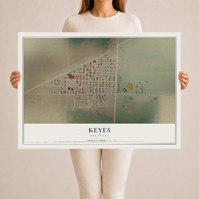 Map of Keyes, Oklahoma, 24 x 36 inch unframed archival matte print