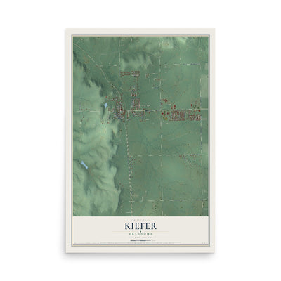 Map of Kiefer, Oklahoma, 12 x 18 inch unframed archival matte print