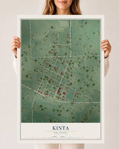 Map of Kinta, Oklahoma, 24 x 36 inch unframed archival matte print