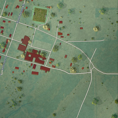 Second close-up of the map of Kiowa, Oklahoma print showing more streets and buildings