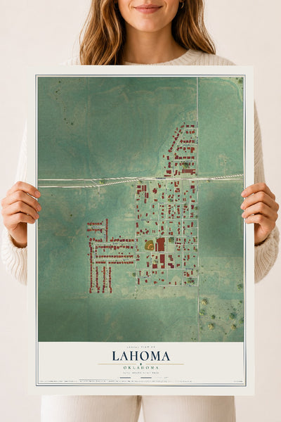 Map of Lahoma, Oklahoma, 18 x 24 inch unframed archival matte print