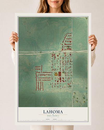 Map of Lahoma, Oklahoma, 24 x 36 inch unframed archival matte print
