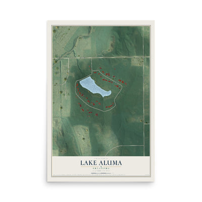 Map of Lake Aluma, Oklahoma, 12 x 18 inch unframed archival matte print