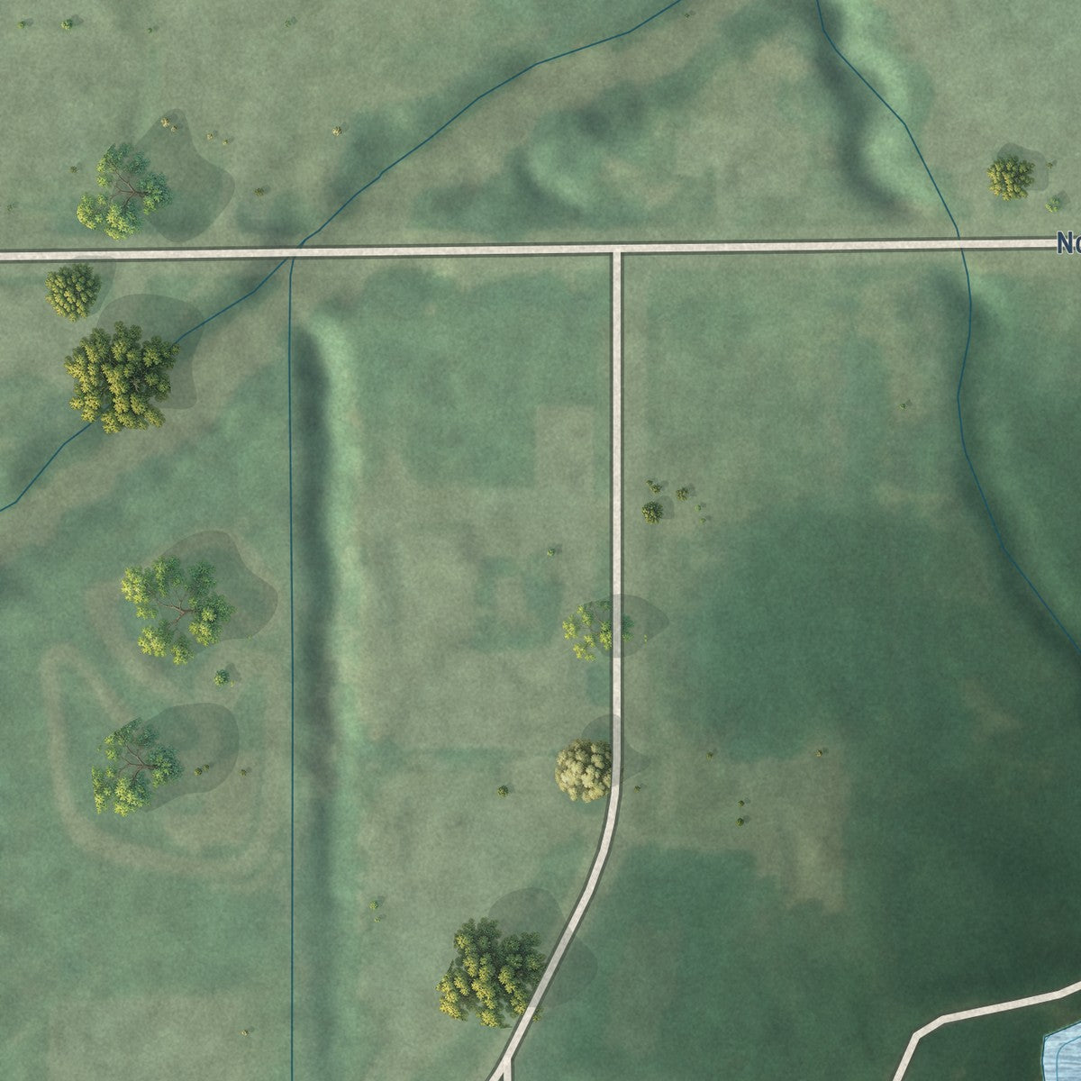 Second close-up of the map of Lake Aluma, Oklahoma print showing more streets and buildings