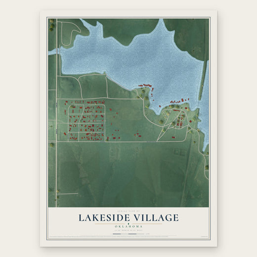 Lakeside Village, Oklahoma map print, the full design