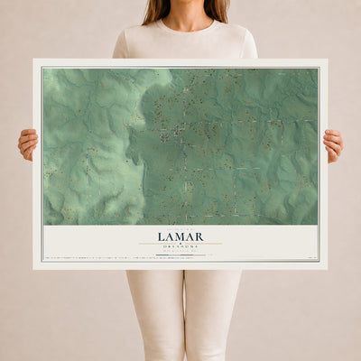 Map of Lamar, Oklahoma, 24 x 36 inch unframed archival matte print