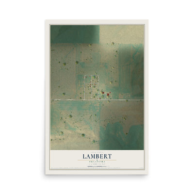 Map of Lambert, Oklahoma, 12 x 18 inch unframed archival matte print