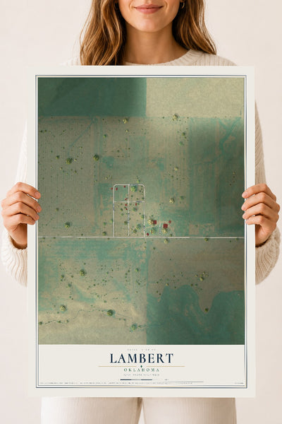 Map of Lambert, Oklahoma, 18 x 24 inch unframed archival matte print