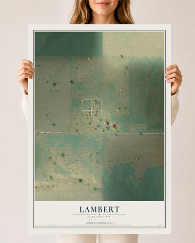 Map of Lambert, Oklahoma, 24 x 36 inch unframed archival matte print