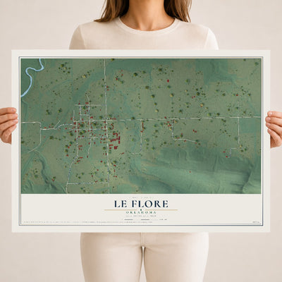 Map of Le Flore, Oklahoma, 18 x 24 inch unframed archival matte print