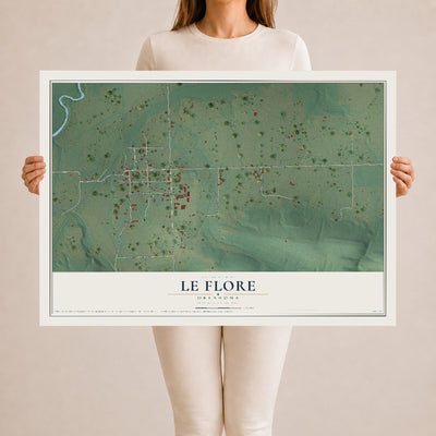 Map of Le Flore, Oklahoma, 24 x 36 inch unframed archival matte print