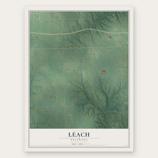 Leach, Oklahoma map print, the full design