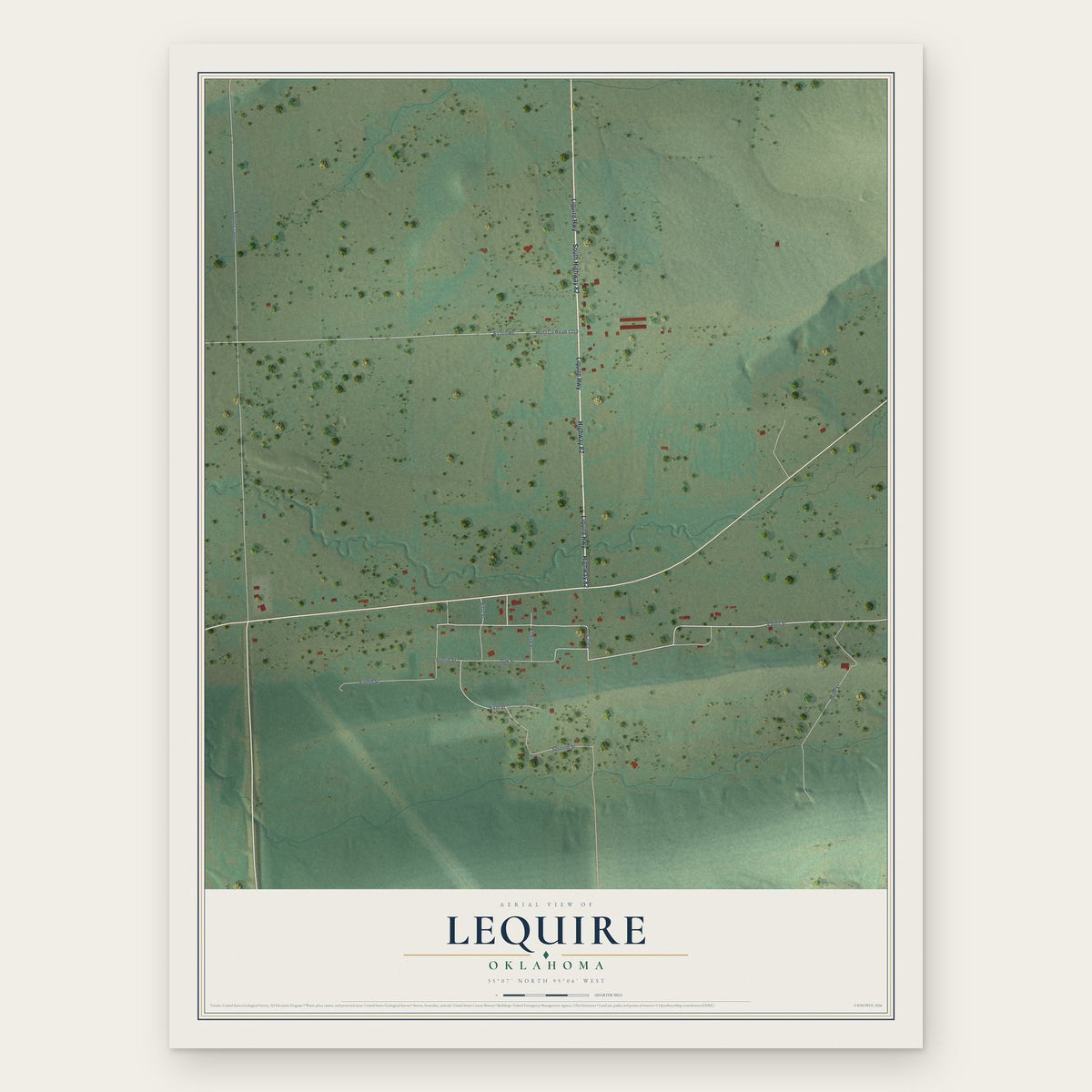 Lequire, Oklahoma map print, the full design