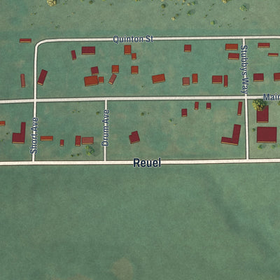 Close-up of the map of Little City, Oklahoma print showing street and building detail