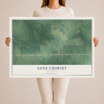 Map of Lone Chimney, Oklahoma, 24 x 36 inch unframed archival matte print