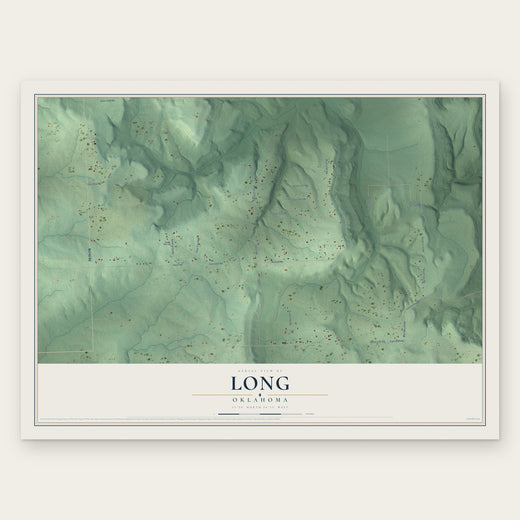 Long, Oklahoma map print, the full design