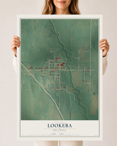 Map of Lookeba, Oklahoma, 24 x 36 inch unframed archival matte print