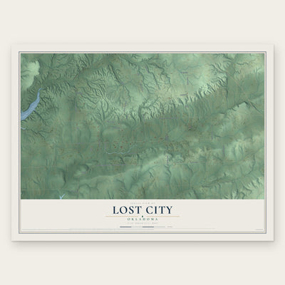 Lost City, Oklahoma map print, the full design