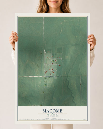 Map of Macomb, Oklahoma, 24 x 36 inch unframed archival matte print