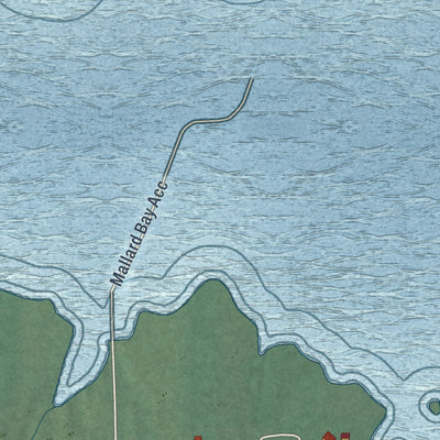 Close-up of the map of Mallard Bay, Oklahoma print showing street and building detail