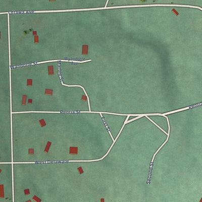 Second close-up of the map of Marble City, Oklahoma print showing more streets and buildings
