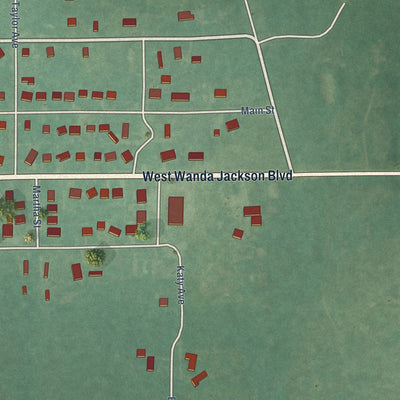Second close-up of the map of Maud, Oklahoma print showing more streets and buildings