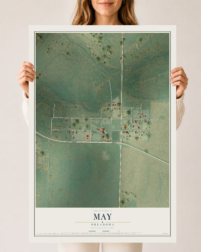 Map of May, Oklahoma, 24 x 36 inch unframed archival matte print
