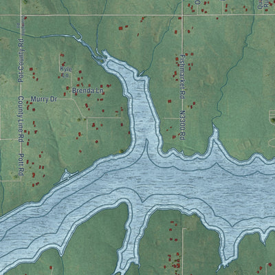 Second close-up of the map of McLoud, Oklahoma print showing more streets and buildings