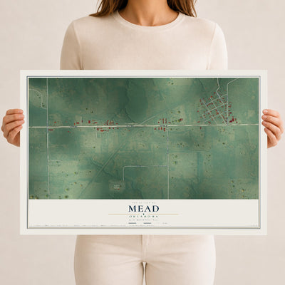 Map of Mead, Oklahoma, 12 x 18 inch unframed archival matte print