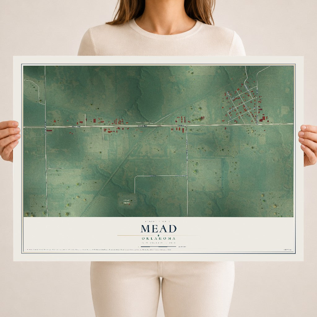 Map of Mead, Oklahoma, 18 x 24 inch unframed archival matte print