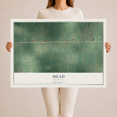 Map of Mead, Oklahoma, 24 x 36 inch unframed archival matte print